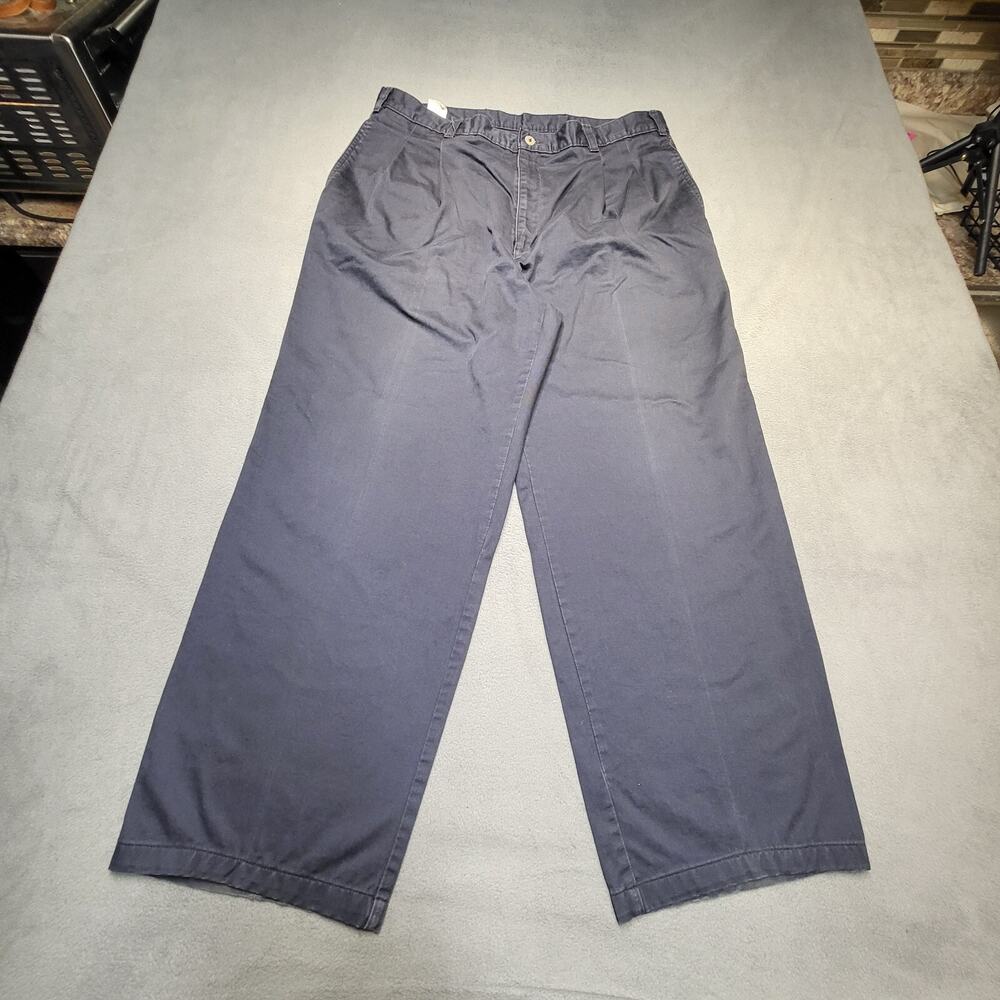 Vintage 90s Dockers Pants Mens 35x27 Blue Straight Leg Khaki Pleated